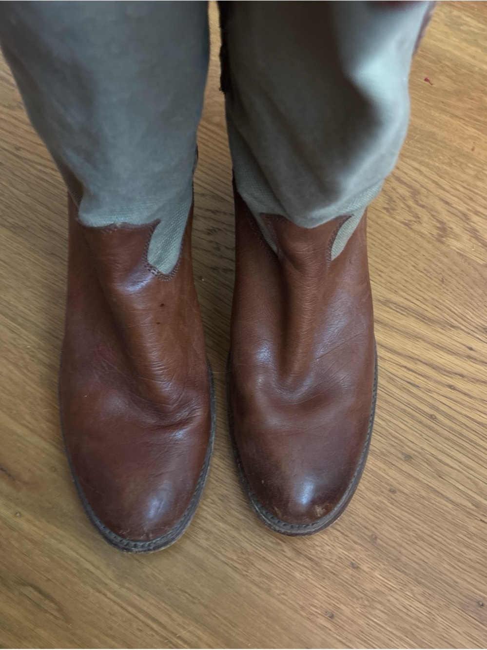 Vintage Jane Frye 10 Knee High Boots Braided Leather Brown Round Toe Canvas - Picture 7 of 9